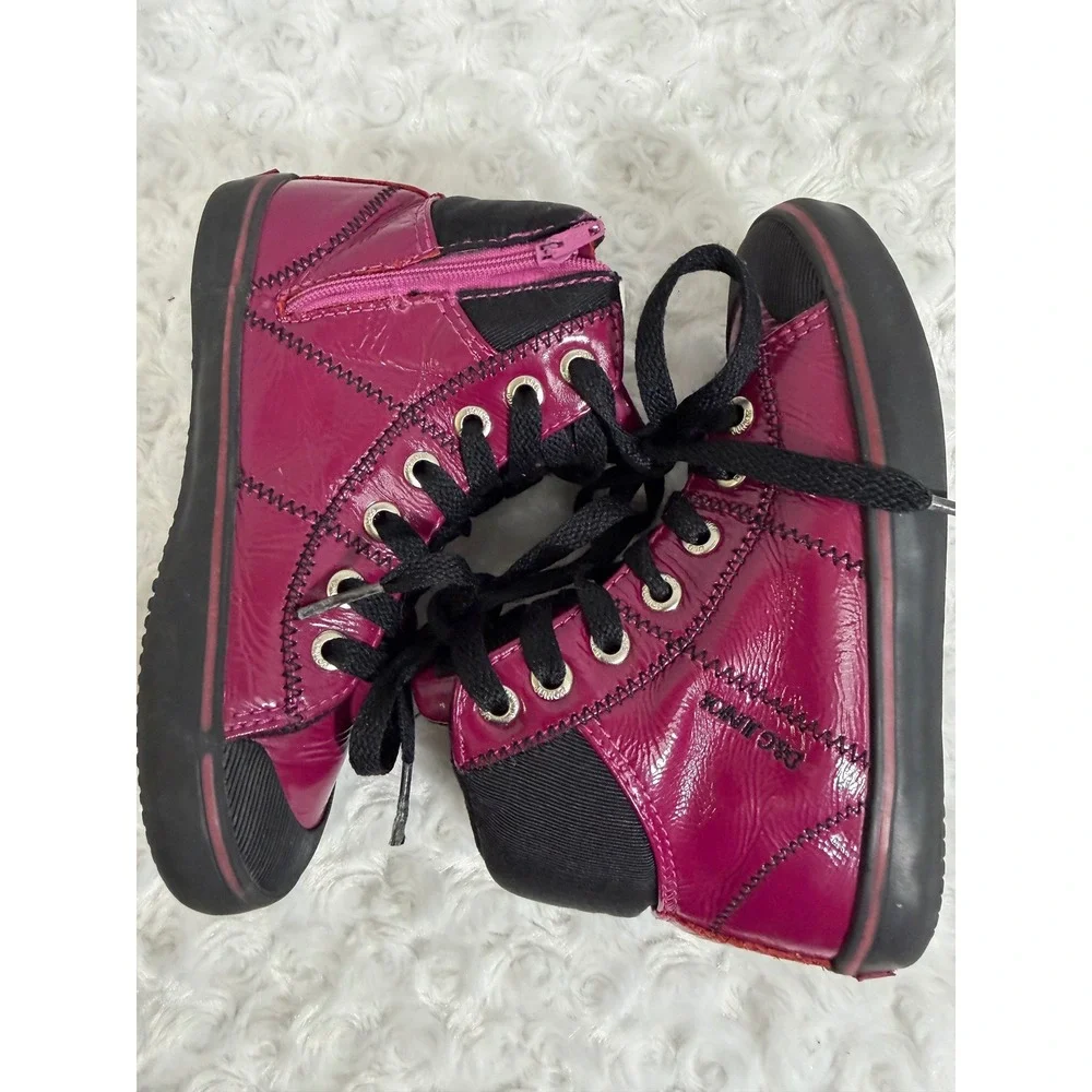 D&G Junior Dolce & Gabbana Girls‎ Magenta Patent Leather High Top Sneakers